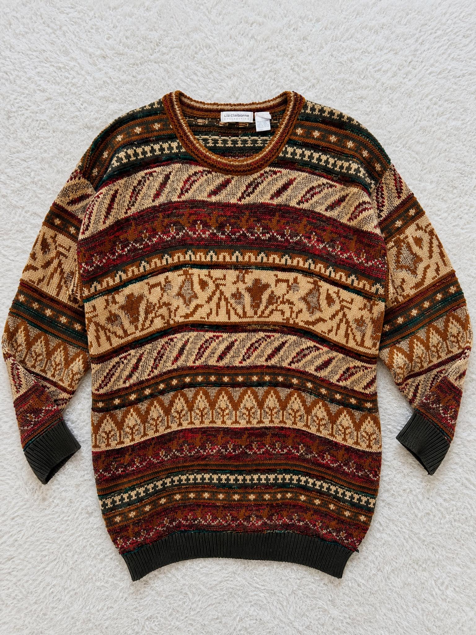 Liz Claiborne Fair Isle Pattern Knit Sweater