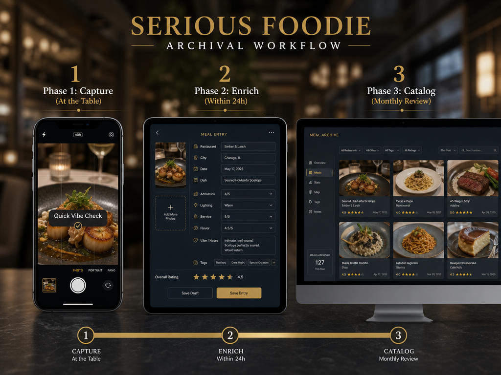 Transform your dining experiences from temporary memories into a structured archive by following a systematic Capture-to-Catalog workflow.