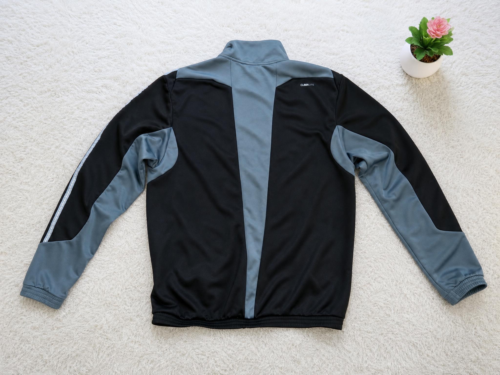 Black & Blue-Grey Full-Zip Sports Track Jacket