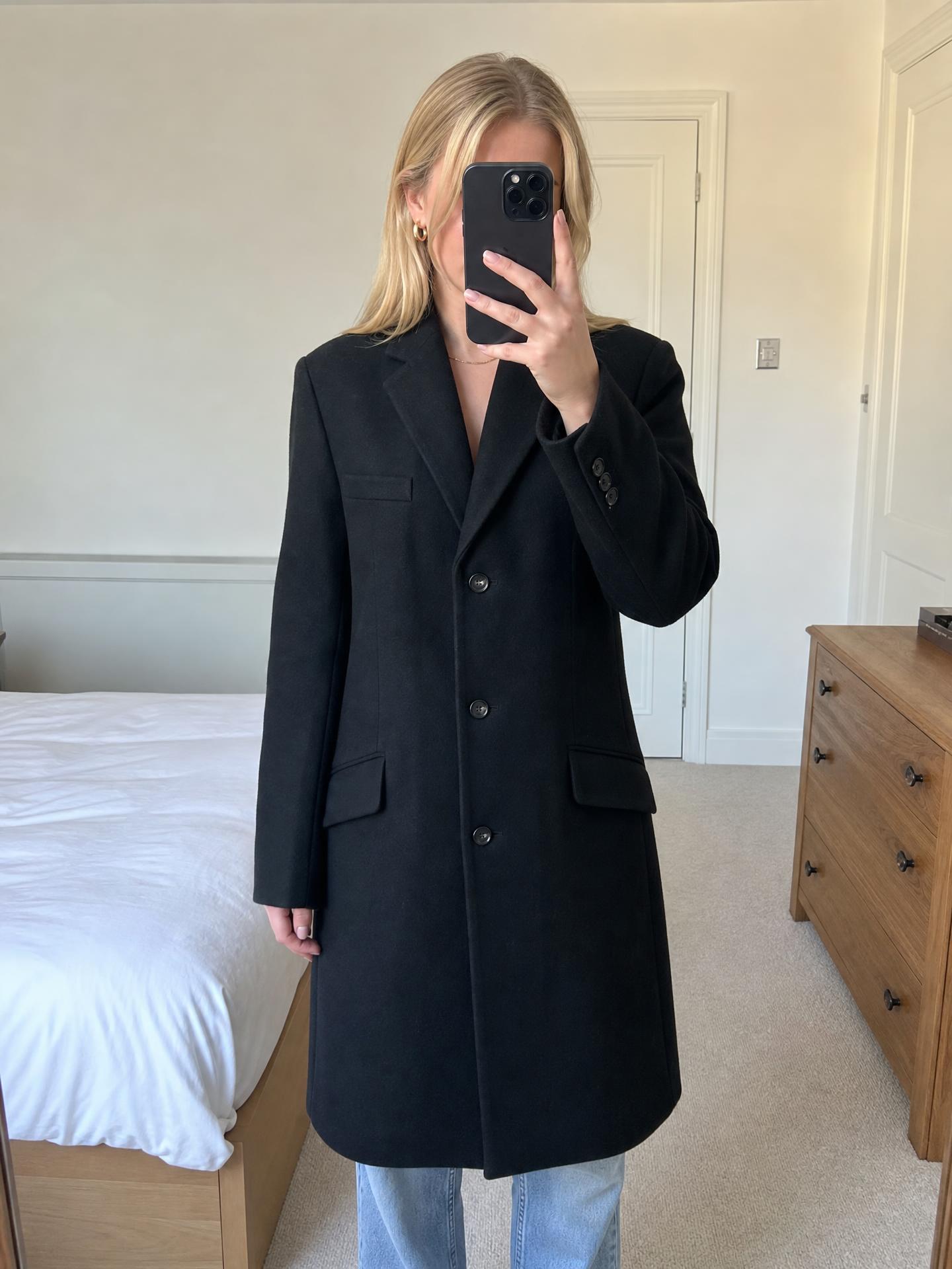 Ben Sherman Black Tailored Longline Coat – Very Good