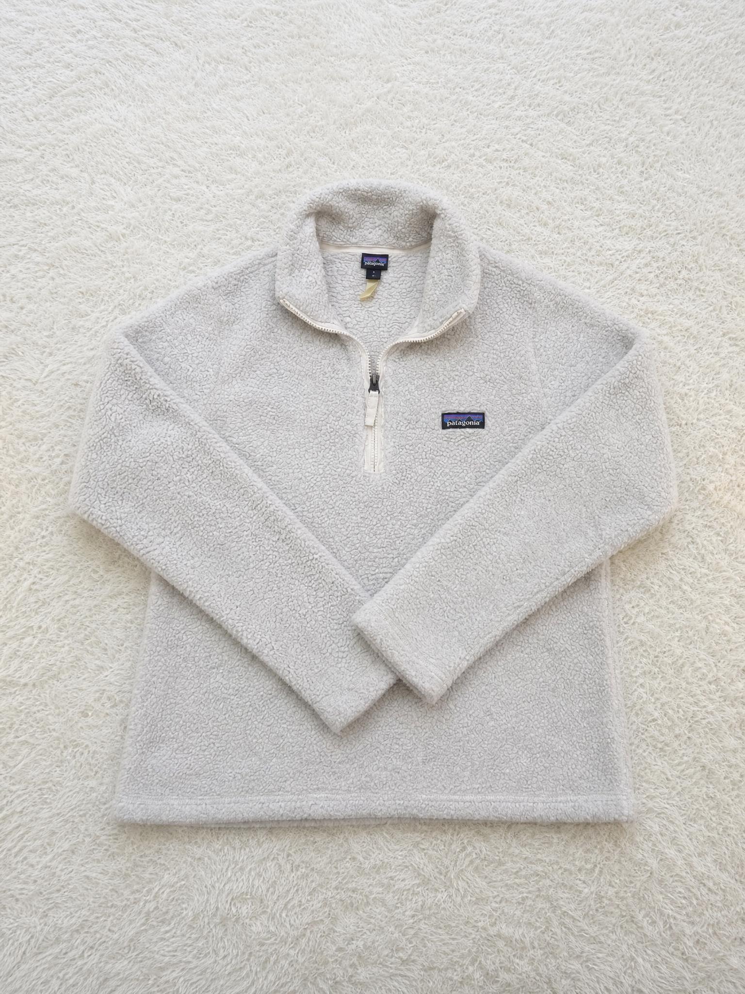 Patagonia Grey Sherpa Fleece Quarter-Zip Pullover S Very Good