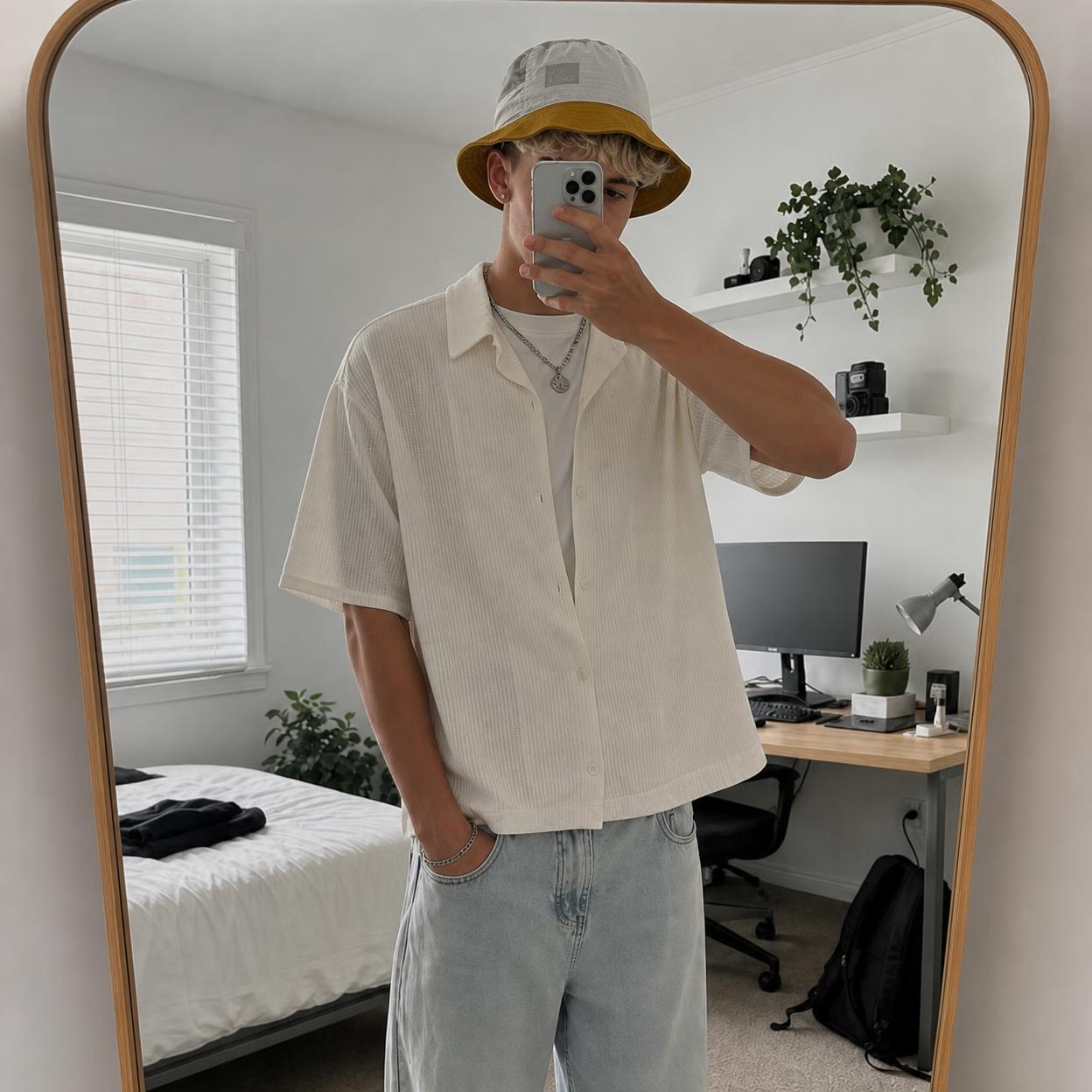 Buff Two-Tone Bucket Hat Grey & Mustard Very Good