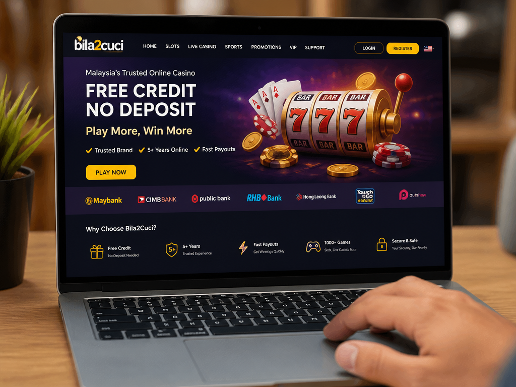 Photo-realistic image illustrating the topic of the article section "Bila2Cuci Review: Free Credit Casino and Slot Malaysia" (about the online casino brand "bila2cuci"): Overview of Bila2Cuci as a Malaysian online casino brand focusing on free credit no deposit offers. Mention its 5+ year presence and fast payouts. Set context for the review.