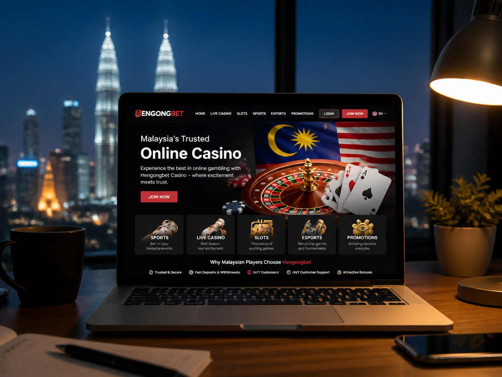 Photo-realistic image illustrating the topic of the article section "Hengongbet Casino Overview – A Malaysian Online Gambling Destination" (about the online casino brand "hengongbet casino"): Introduce hengongbet casino as a Malaysian online gambling platform; mention its target audience and overall reputation; set the stage for the review.