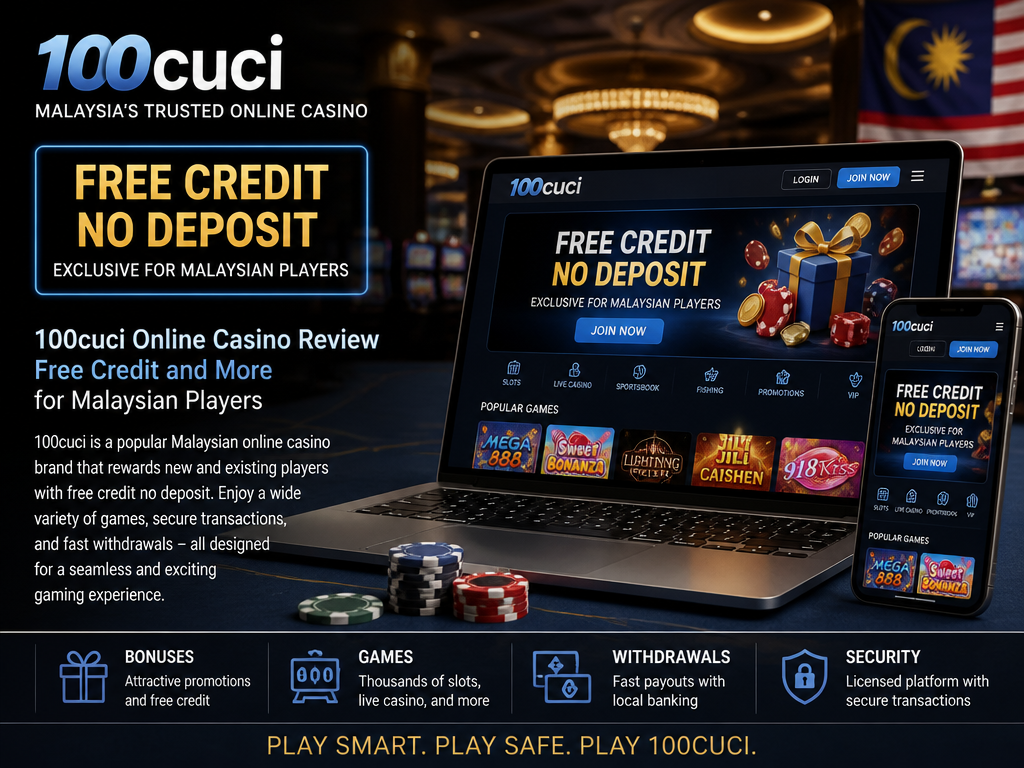 Photo-realistic image illustrating the topic of the article section "100cuci Online Casino Review: Free Credit and More for Malaysian Players" (about the online casino brand "100cuci"): Introduce 100cuci as a Malaysian online casino brand offering free credit no deposit. Highlight its appeal to local players and mention the review will cover bonuses, games, withdrawals, and security. Address gap: overall overview.