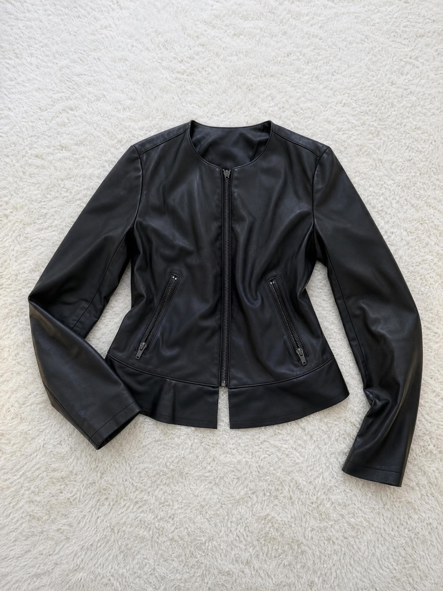 Zara black faux leather peplum jacket – very good condition