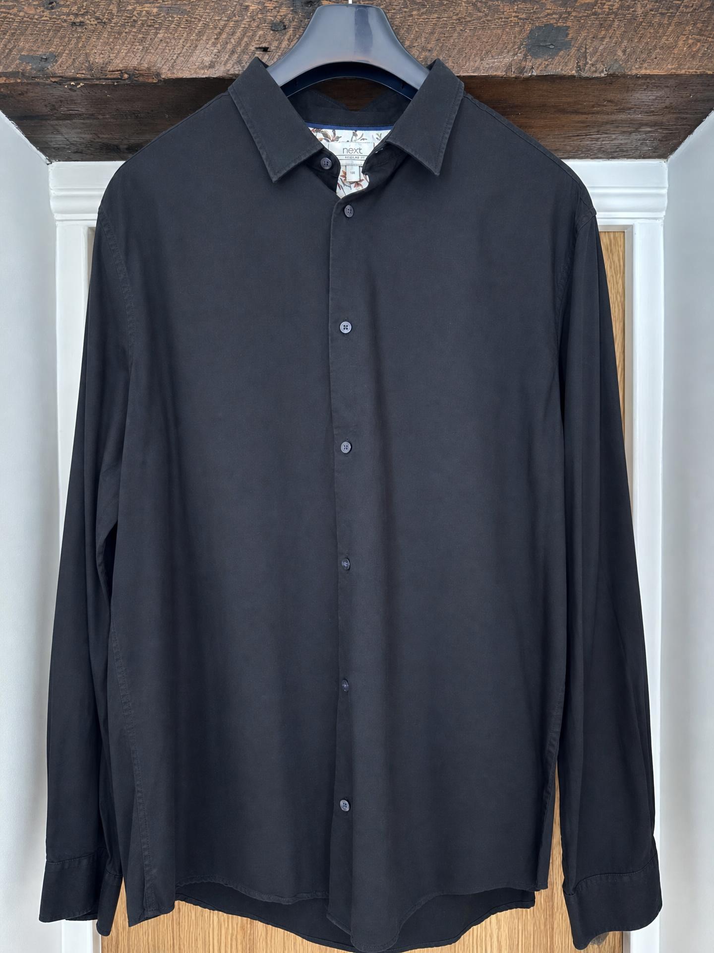Next Men's Black Long Sleeve Button-Up Shirt