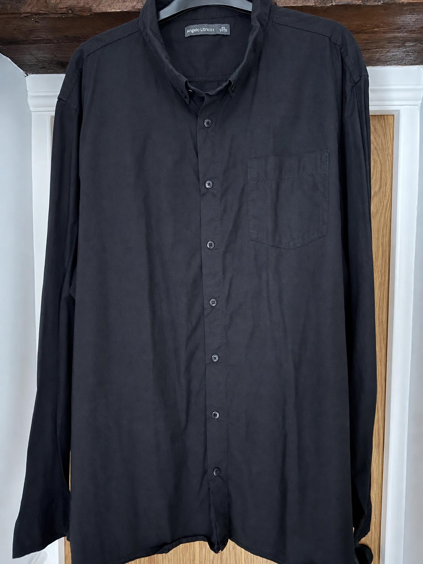 Angelo Litrico Black Long Sleeve Shirt with Chest Pocket – Very Good