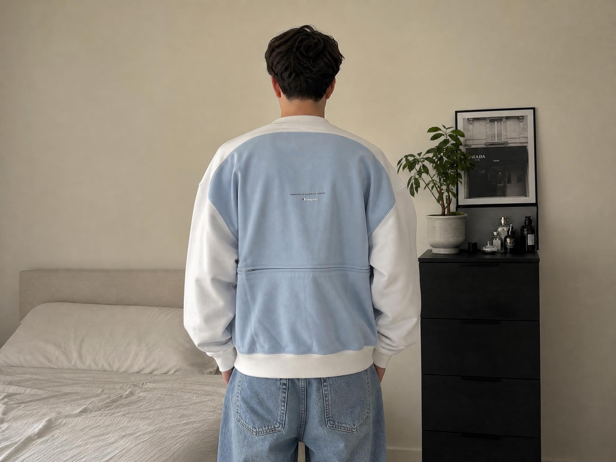 Champion pale blue and white zip-up track jacket