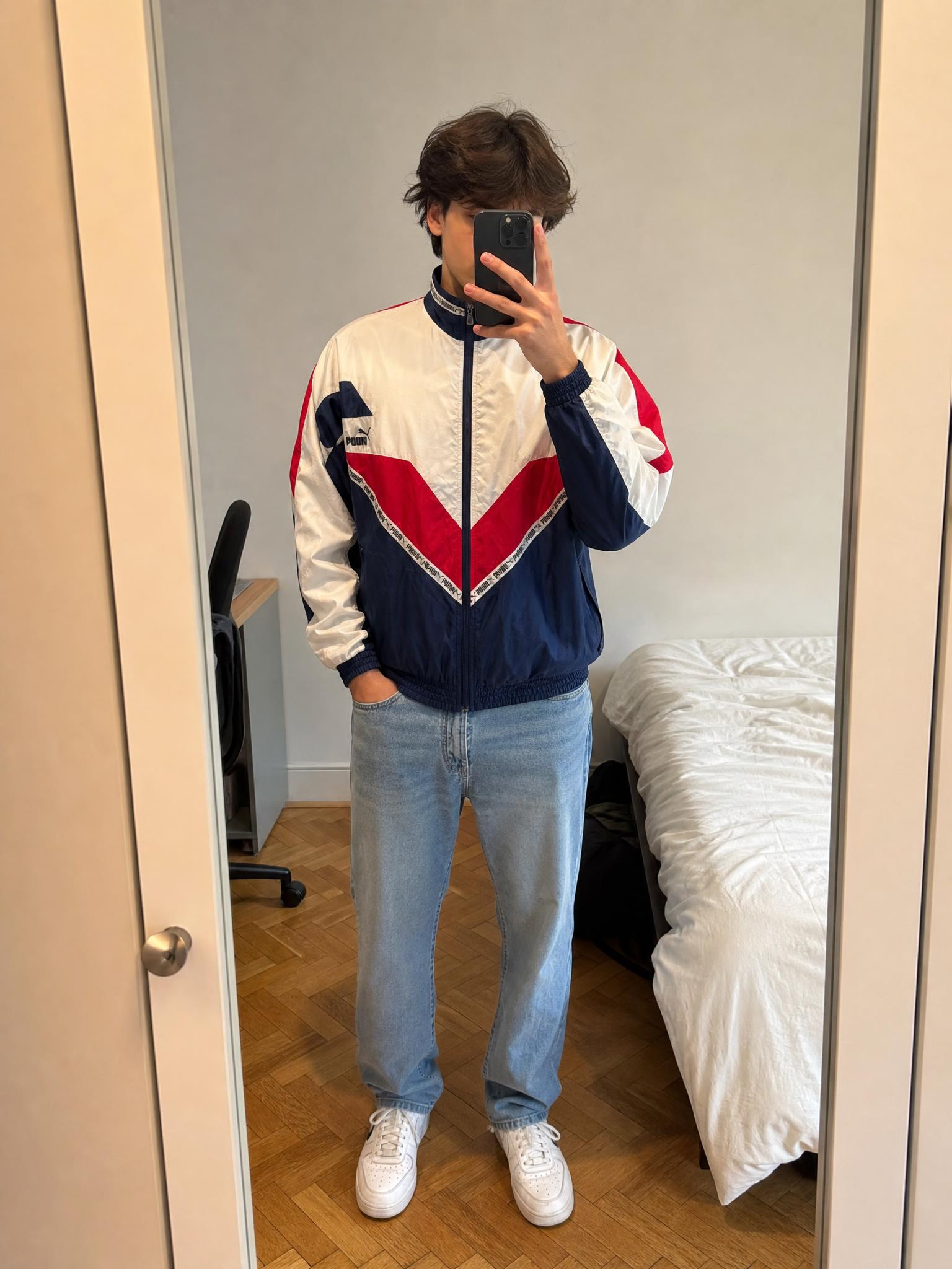 Puma Colour Block Track Jacket Navy Red White Very Good