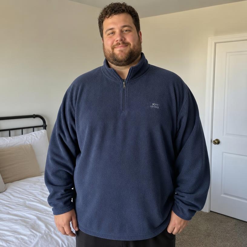 Men’s navy quarter-zip fleece pullover – very good condition