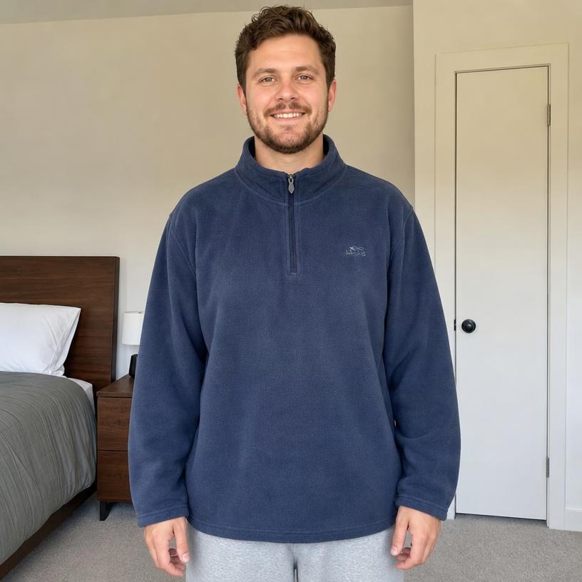 Navy Quarter-Zip Fleece Pullover – Very Good Condition
