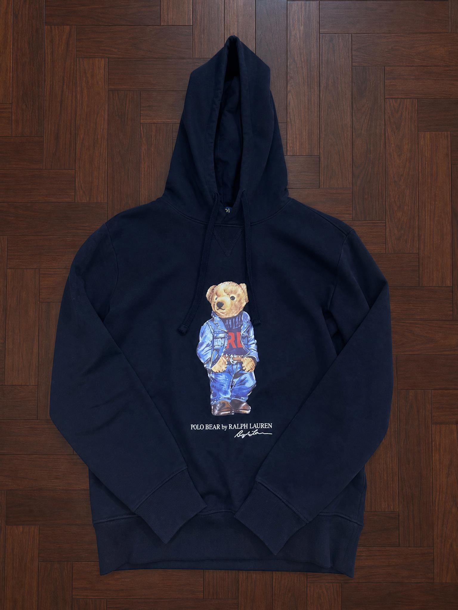 Polo Ralph Lauren Polo Bear Hoodie Black Graphic Very Good