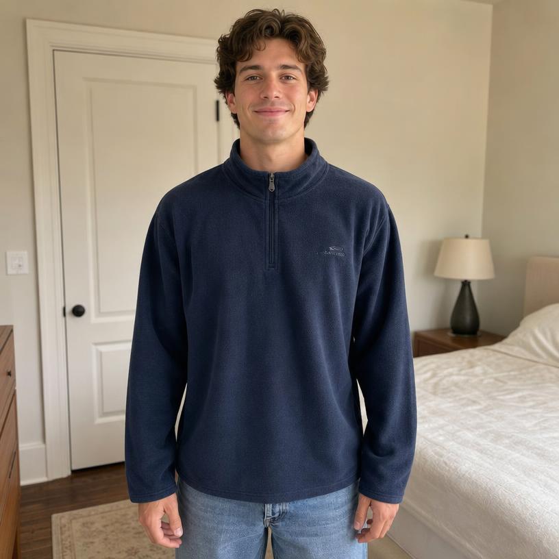 Navy quarter-zip fleece pullover – very good condition