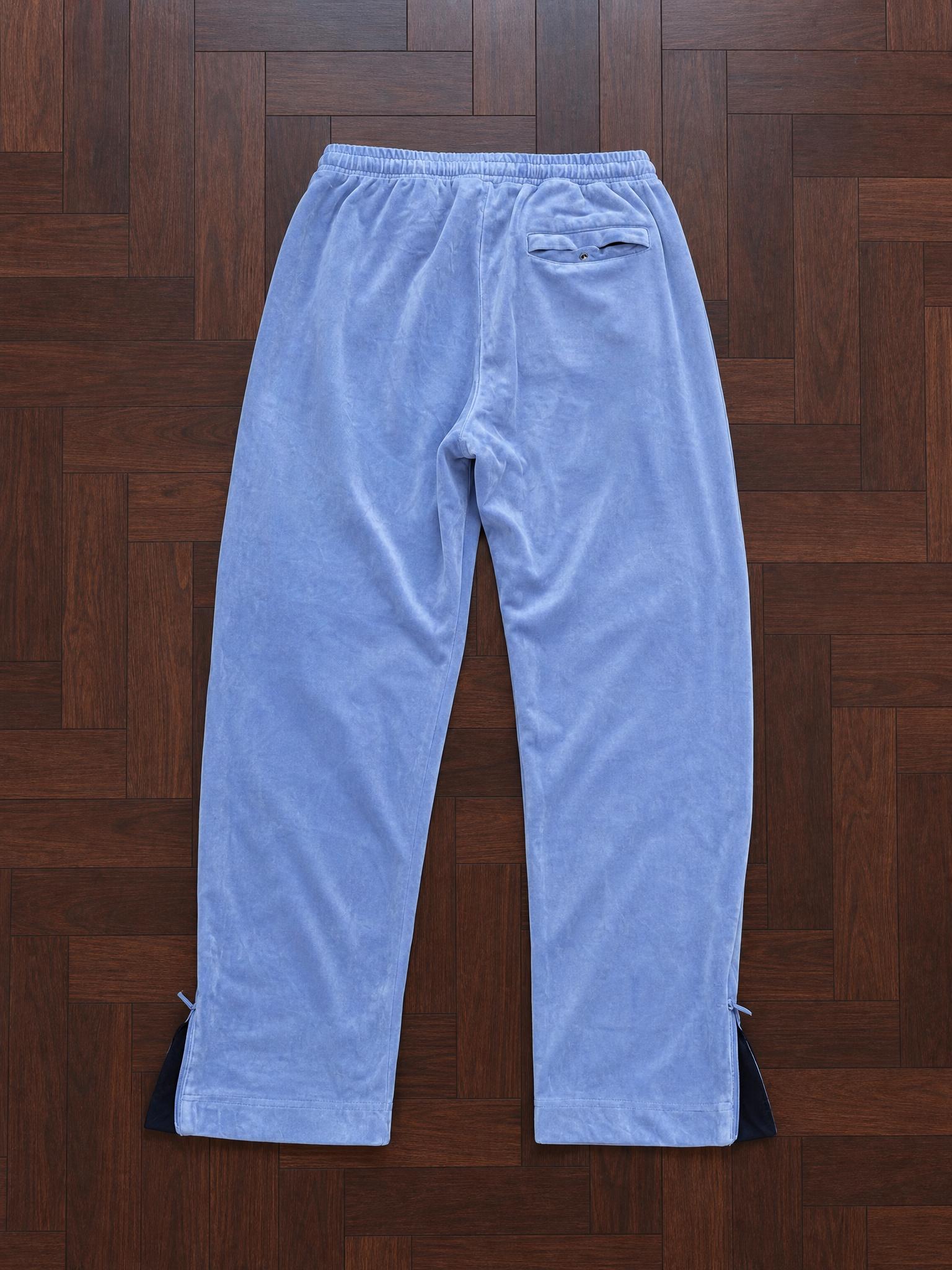 Blue velour wide-leg trousers with back pocket – very good
