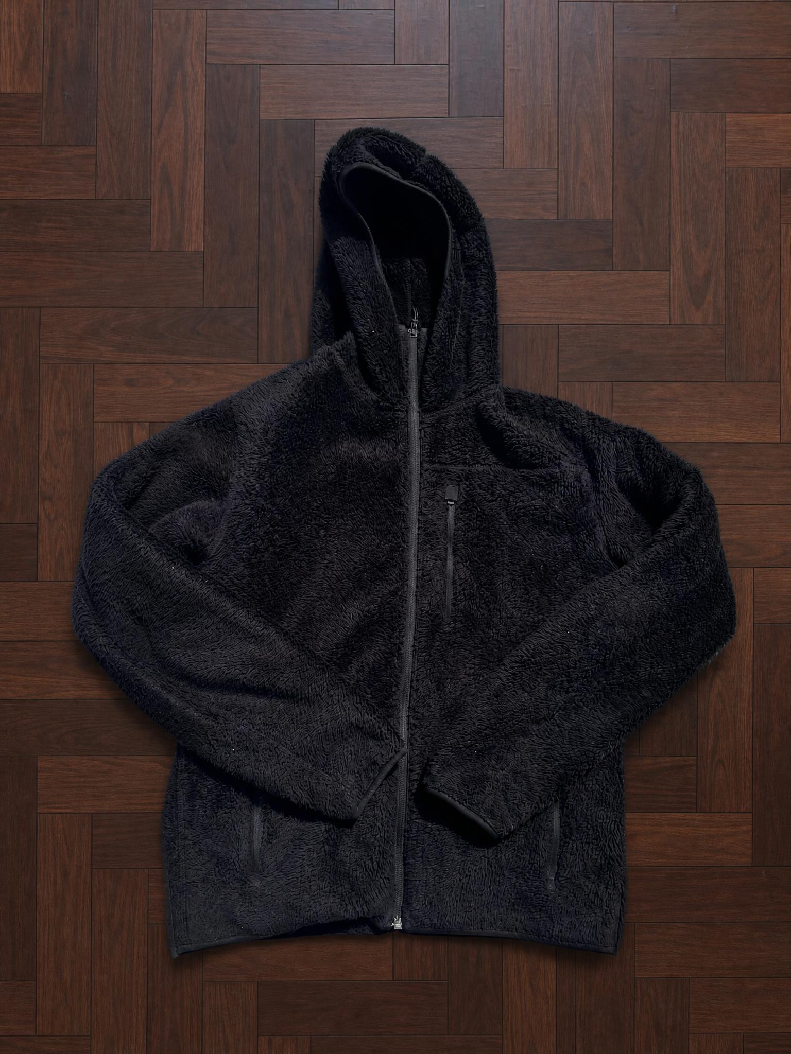 Black Hooded Teddy Fleece Jacket with Zip Pockets – Very Good