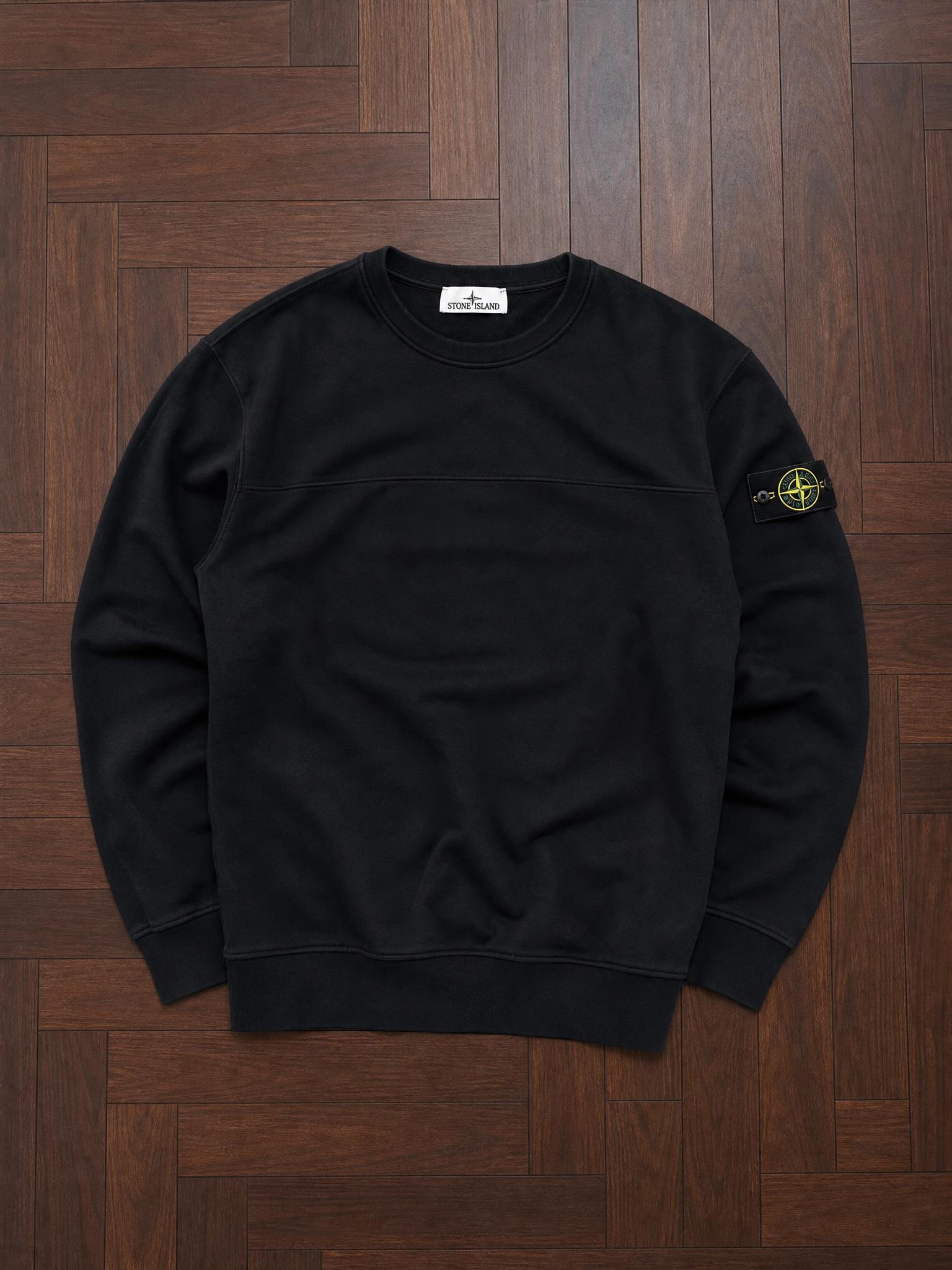 Stone Island Black Long Sleeve Sweatshirt with Sleeve Badge