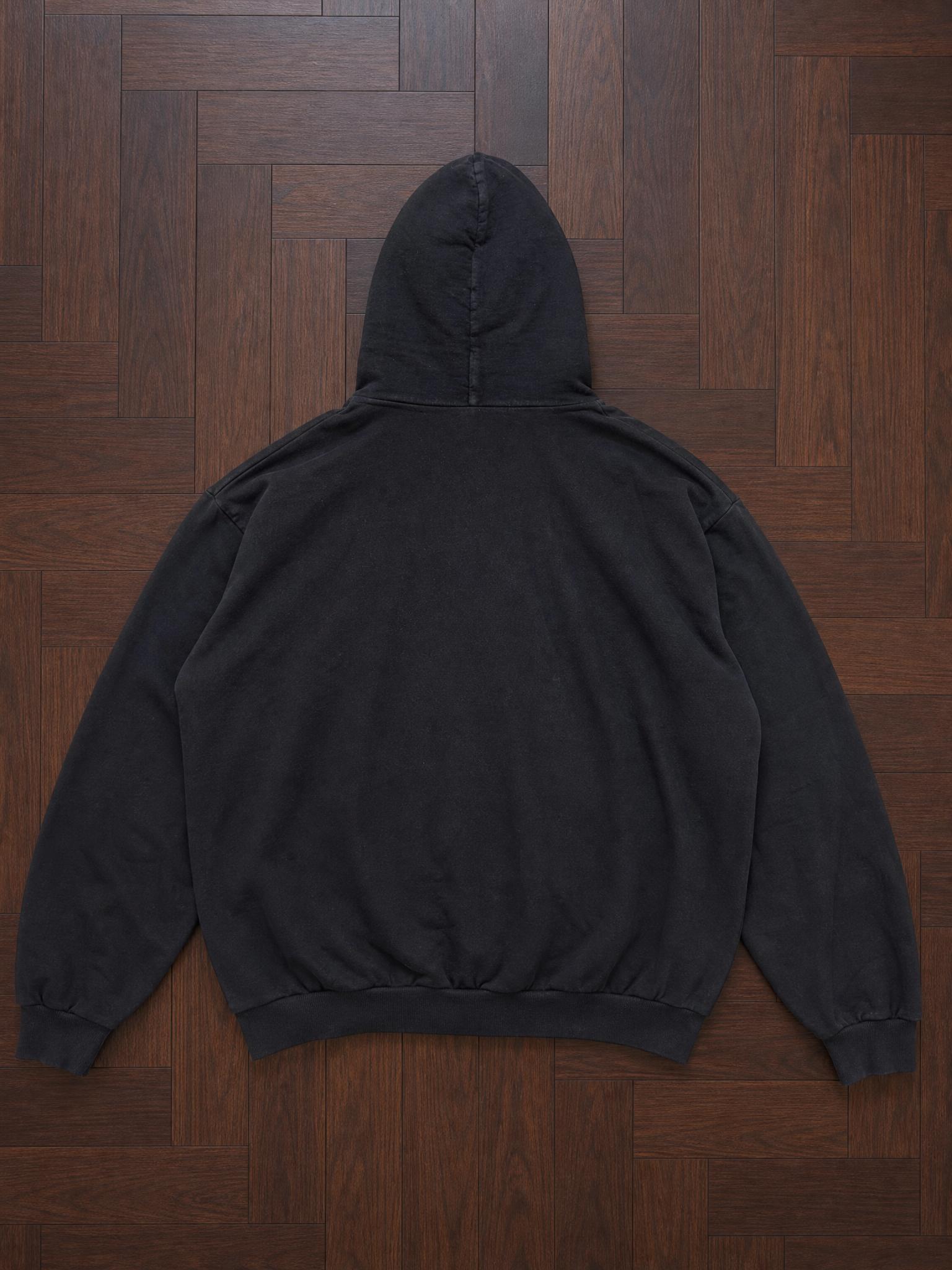 Black padded hooded jacket with ribbed hem – very good