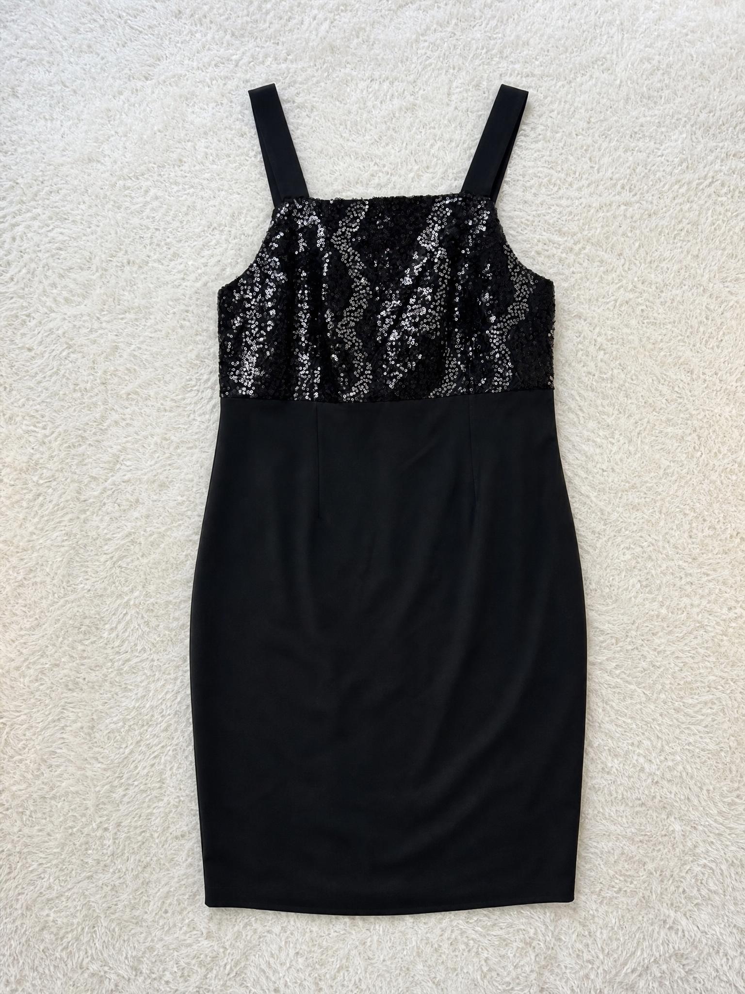 Black Sequin Bodice Strappy Midi Dress – Very Good