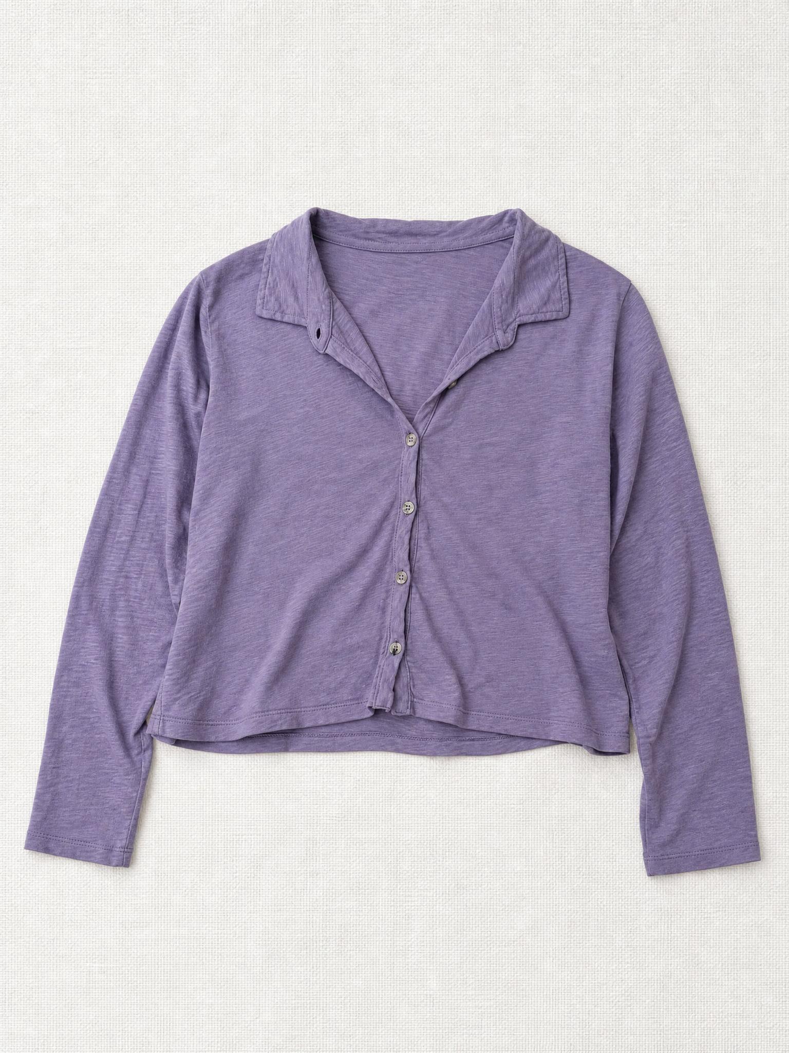 Nicoli purple cropped button-front cardigan top S very good