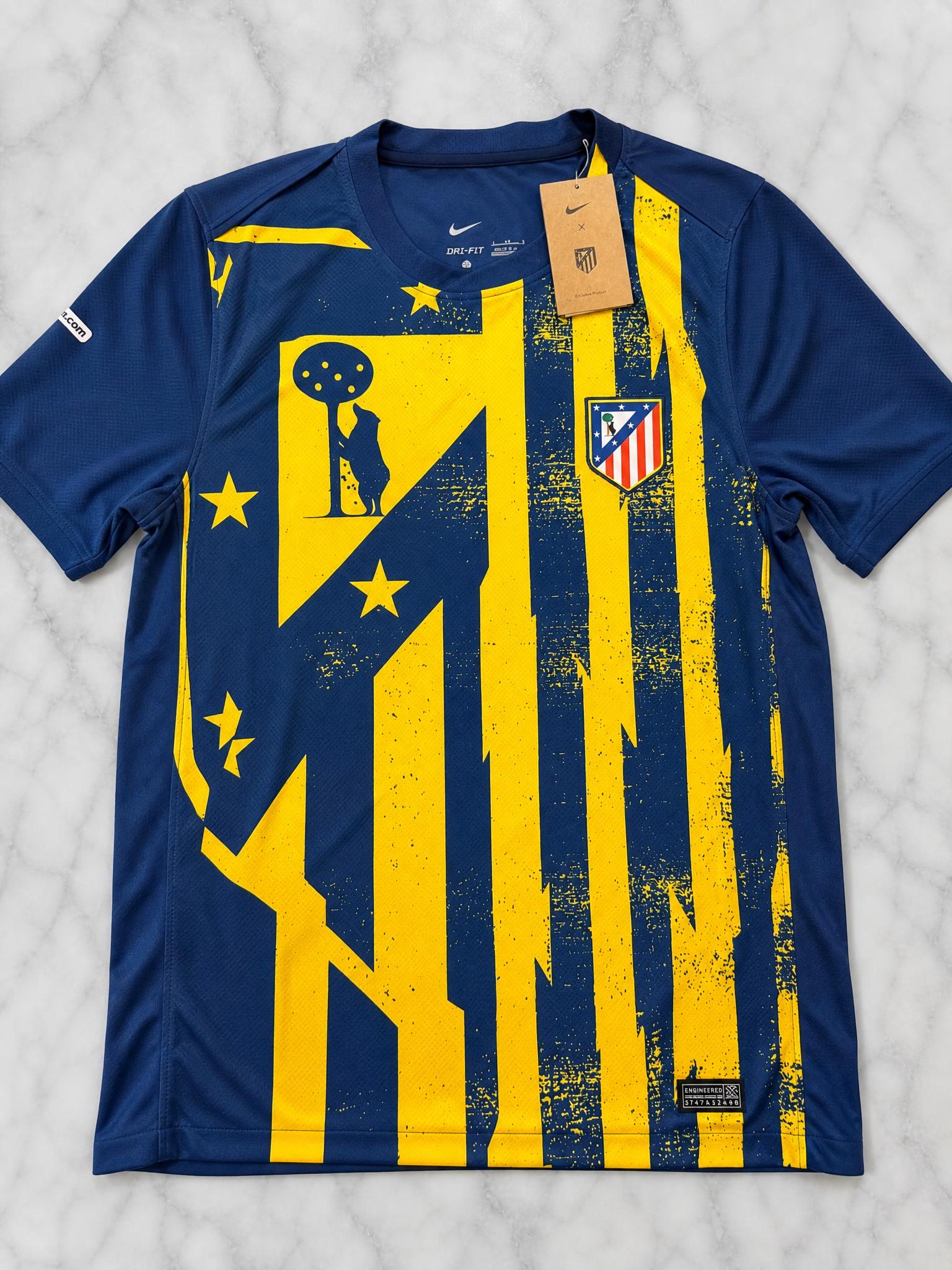 Nike Atletico Madrid Dri-FIT Football Shirt Navy Yellow New