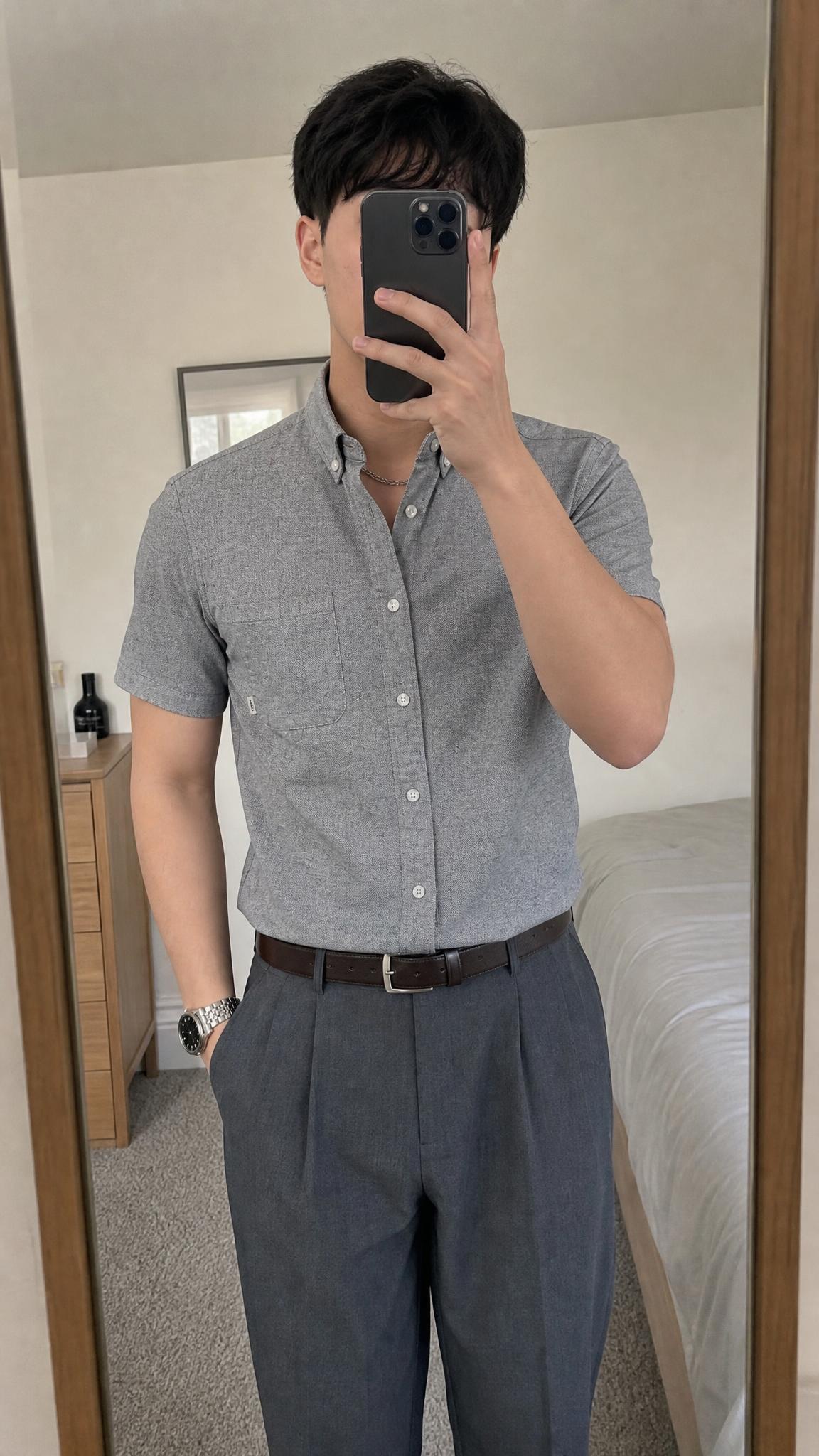 Firetrap Grey Short Sleeve Button-Up Shirt