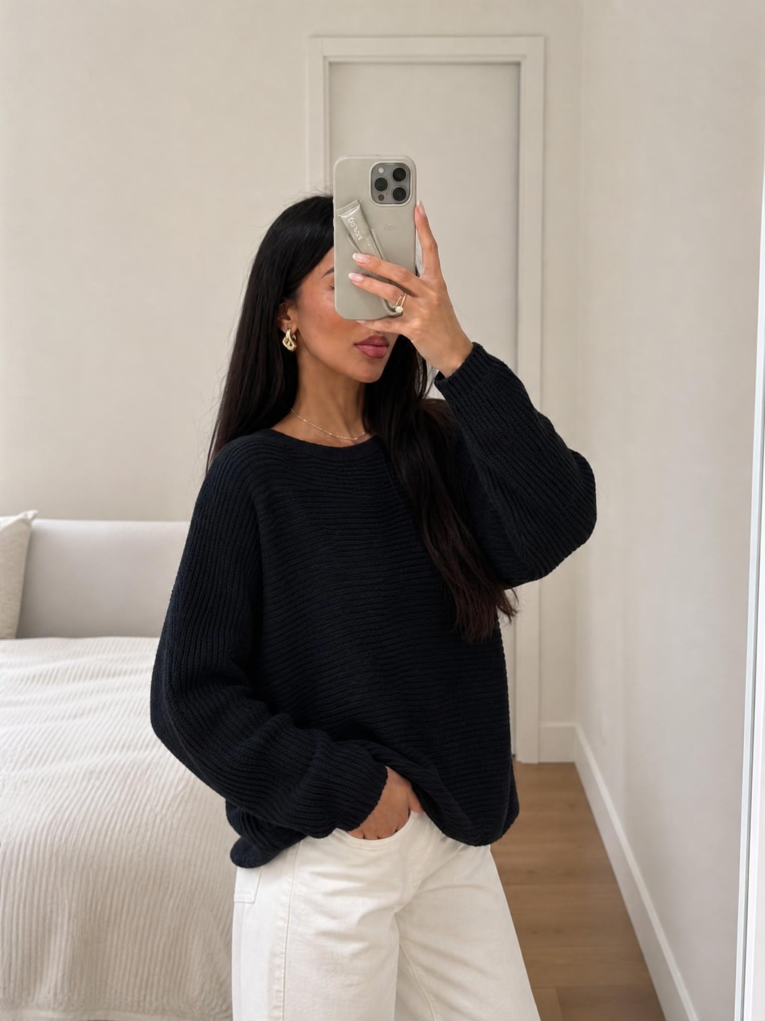 Lauren Ralph Lauren Black Textured Knit Jumper