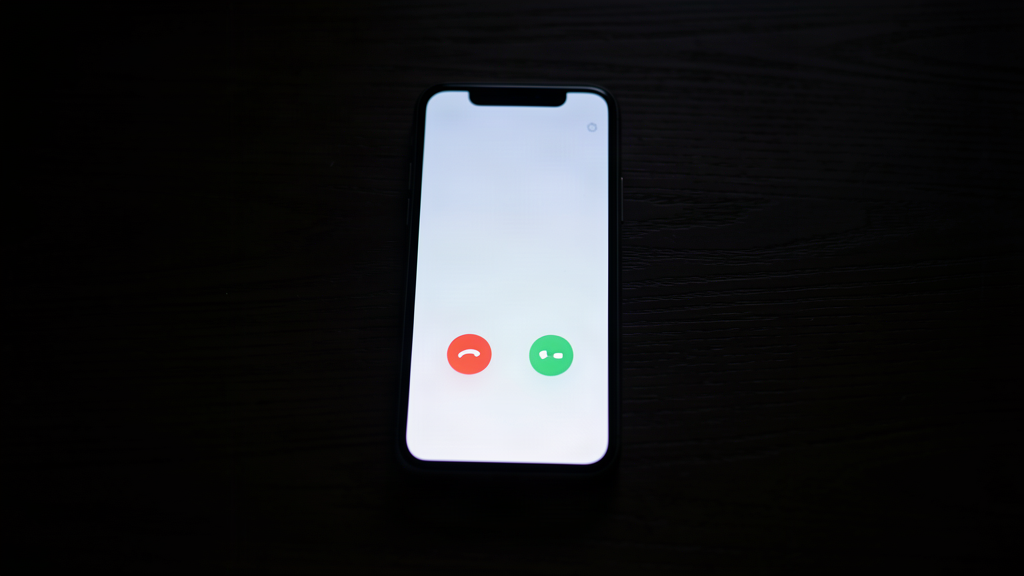 A single smartphone glowing on a dark surface at night, conveying an after-hours tenant emergency call, no text