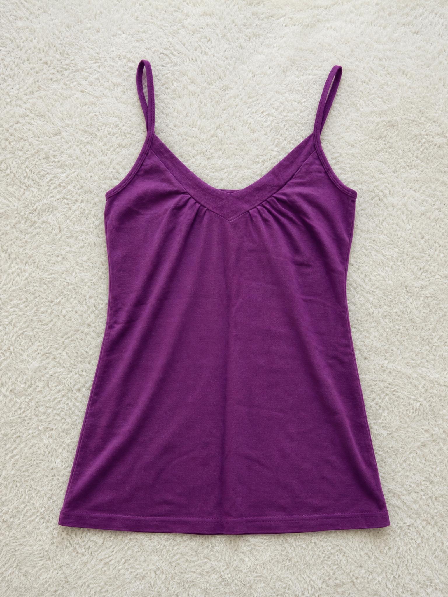 Purple mini slip dress with gathered V-neck – very good
