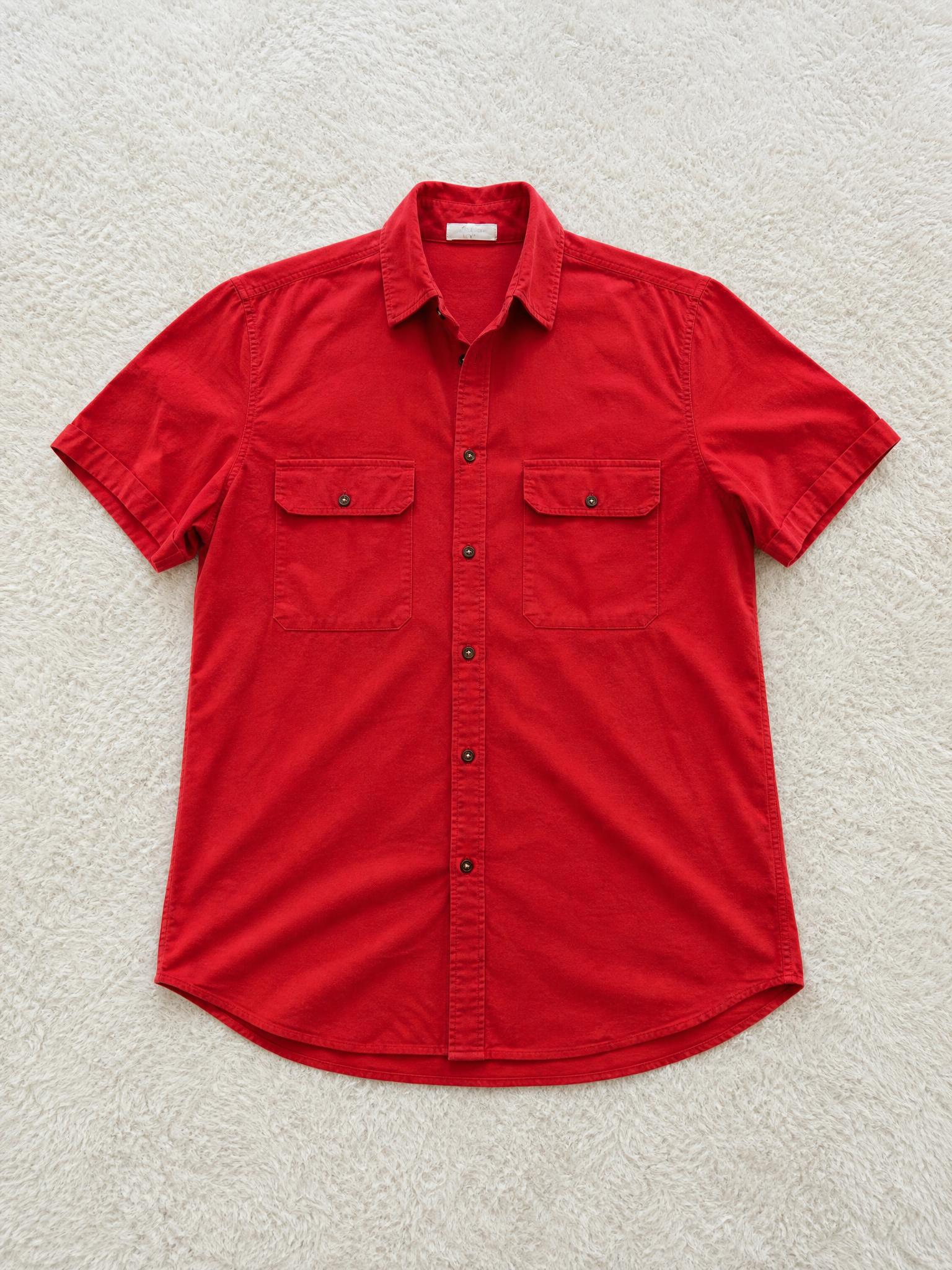 Red Longline Utility Shirt Tunic with Pockets – Very Good
