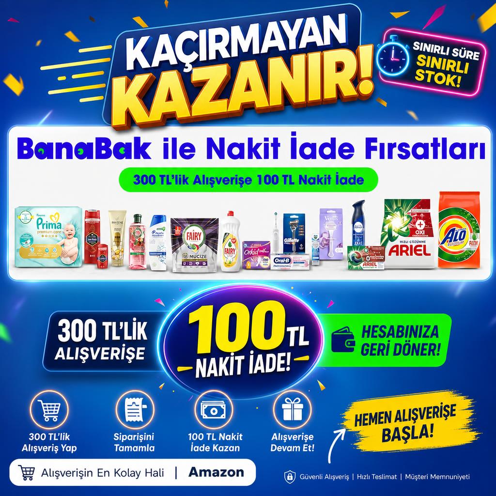 BANABAK İLE 300 TL'YE 100 TL İADE!