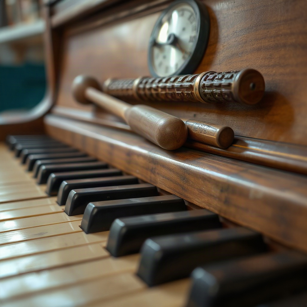 The bench end, the fork, the wedges, the hammer laid along the top of the case.