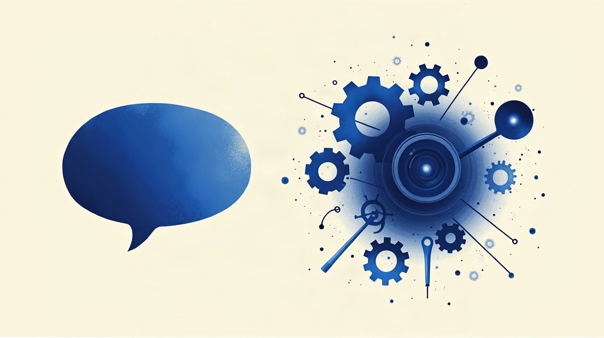 Illustration d'une bulle de dialogue se transformant en machine autonome à mémoire