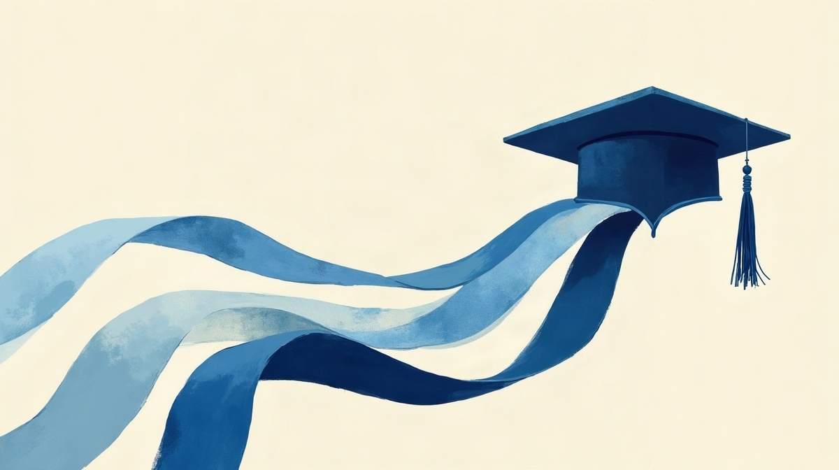 Illustration de plusieurs flux de financement convergeant vers une toque de diplômé