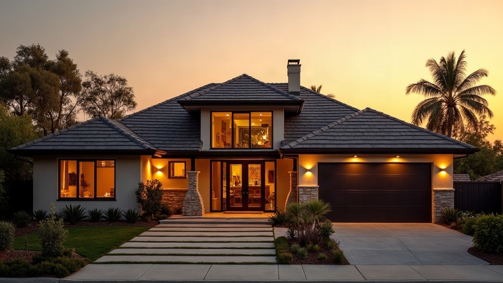 Southern California roofline at golden hour