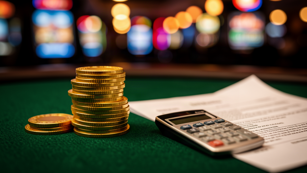 Requisiti di scommessa bonus casinò: fiche dorate e contratto su tavolo verde