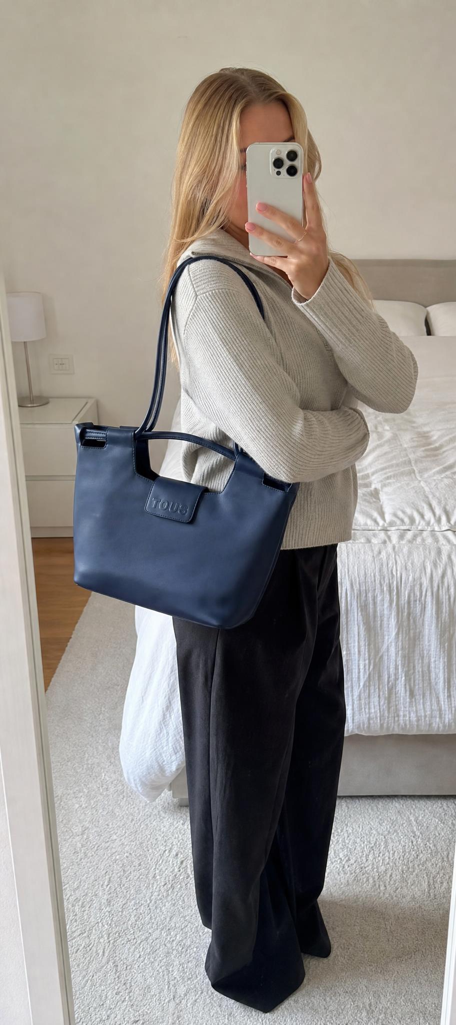 TOUS Navy Leather Tote Bag - New