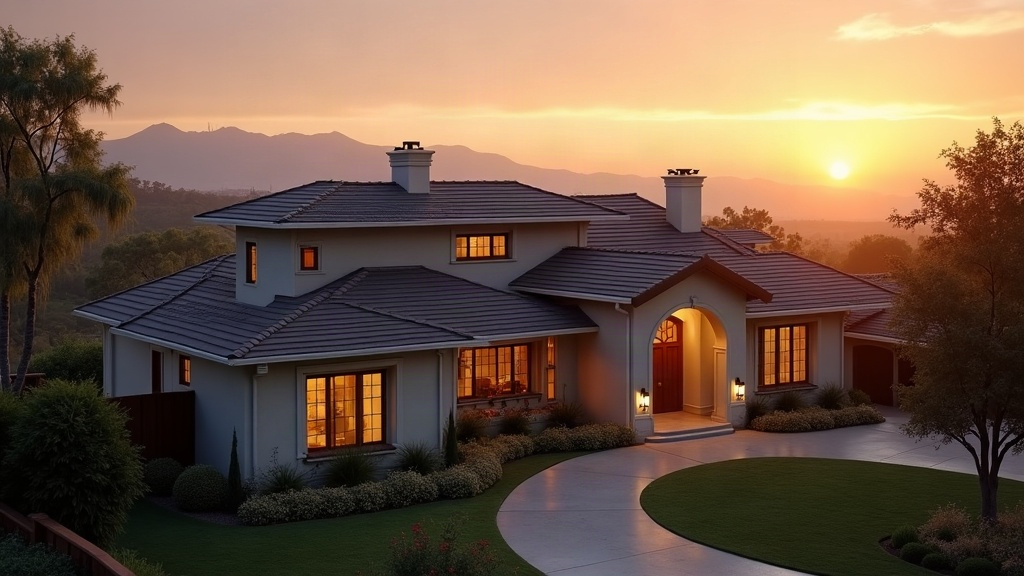 Cinematic Southern California rooftop at golden hour