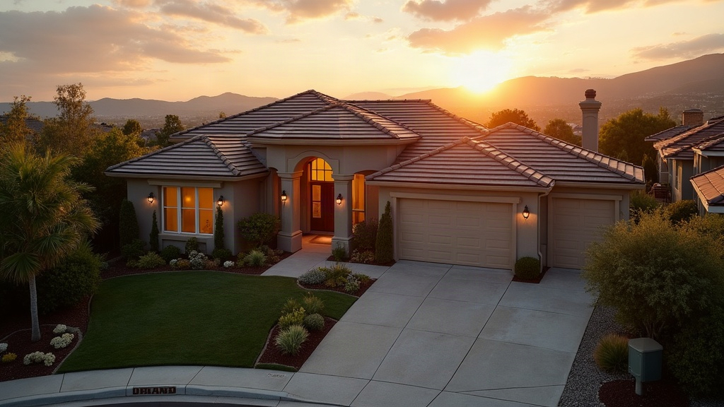 Southern California residential roof at golden hour
