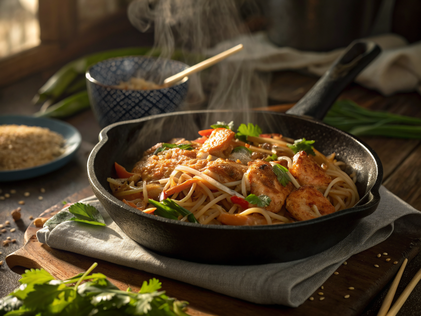 Chicken and Prawn Pad Thai with Tamarind Glaze
