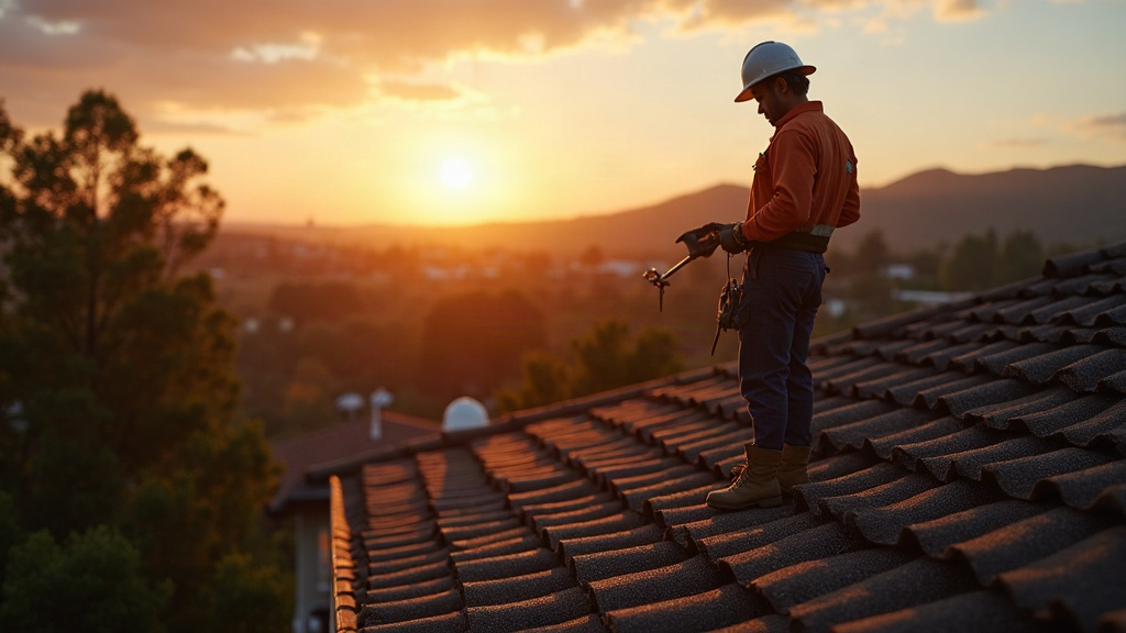 Southern California roof against desert sky