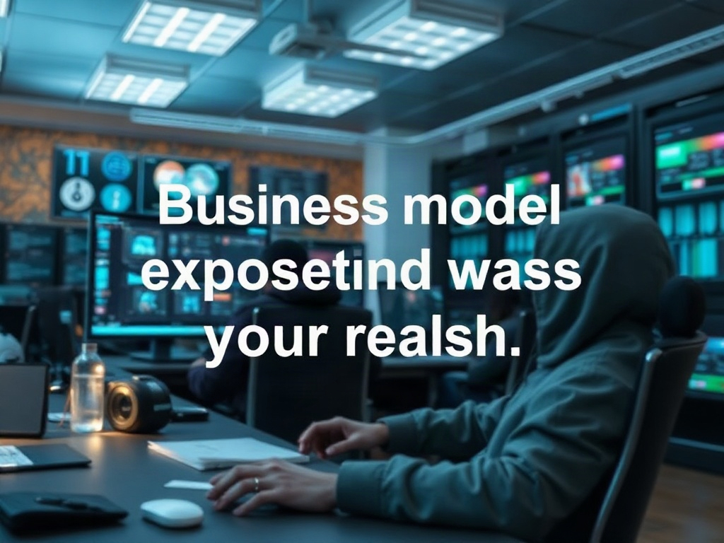 Illustration of business model exposing cybersecurity risks and vulnerabilities for personal data protection.