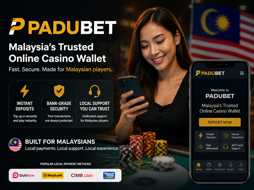 Photo-realistic image illustrating the topic of the article section "PaduBet Overview: A Trusted Online Casino Wallet for Malaysia" (about the online casino brand "padubet"): Introduce PaduBet as a Malaysian online casino wallet platform. Highlight its target audience (Malaysian players) and promise of fast, secure transactions. Cover the gap of missing overall brand positioning.