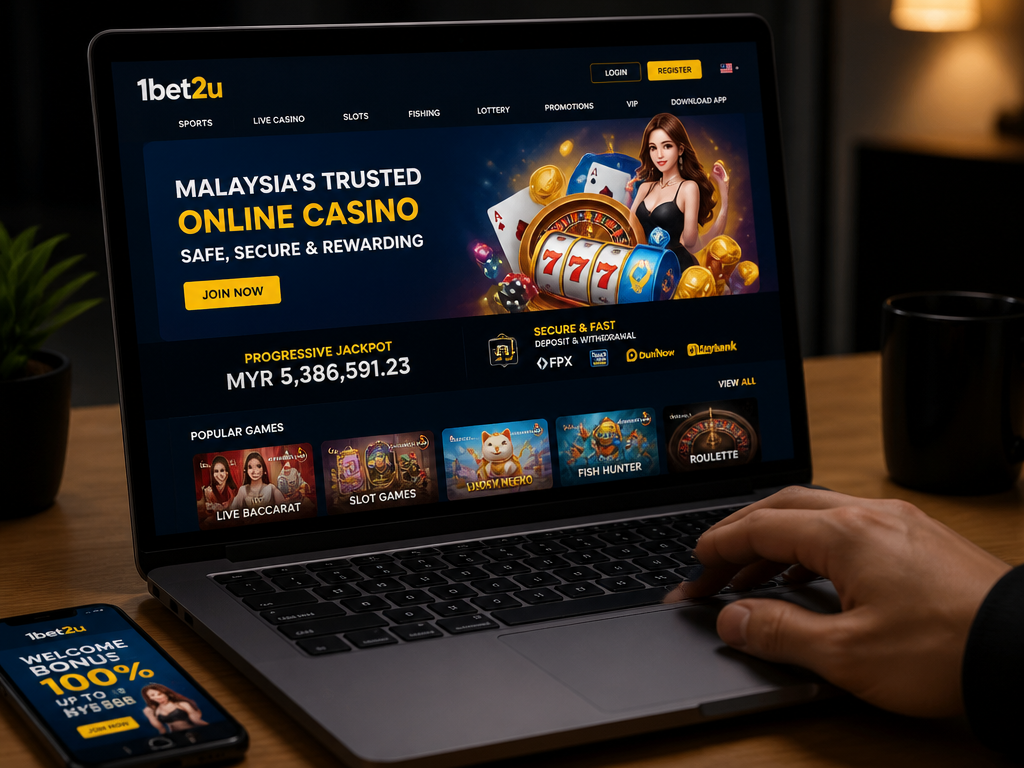 Photo-realistic image illustrating the topic of the article section "1bet2u Online Casino Review: A Trusted Malaysian Gaming Platform" (about the online casino brand "1bet2u"): Introduce 1bet2u as an online casino targeting Malaysian players. Cover its overall reputation, market presence, and what this review will cover.