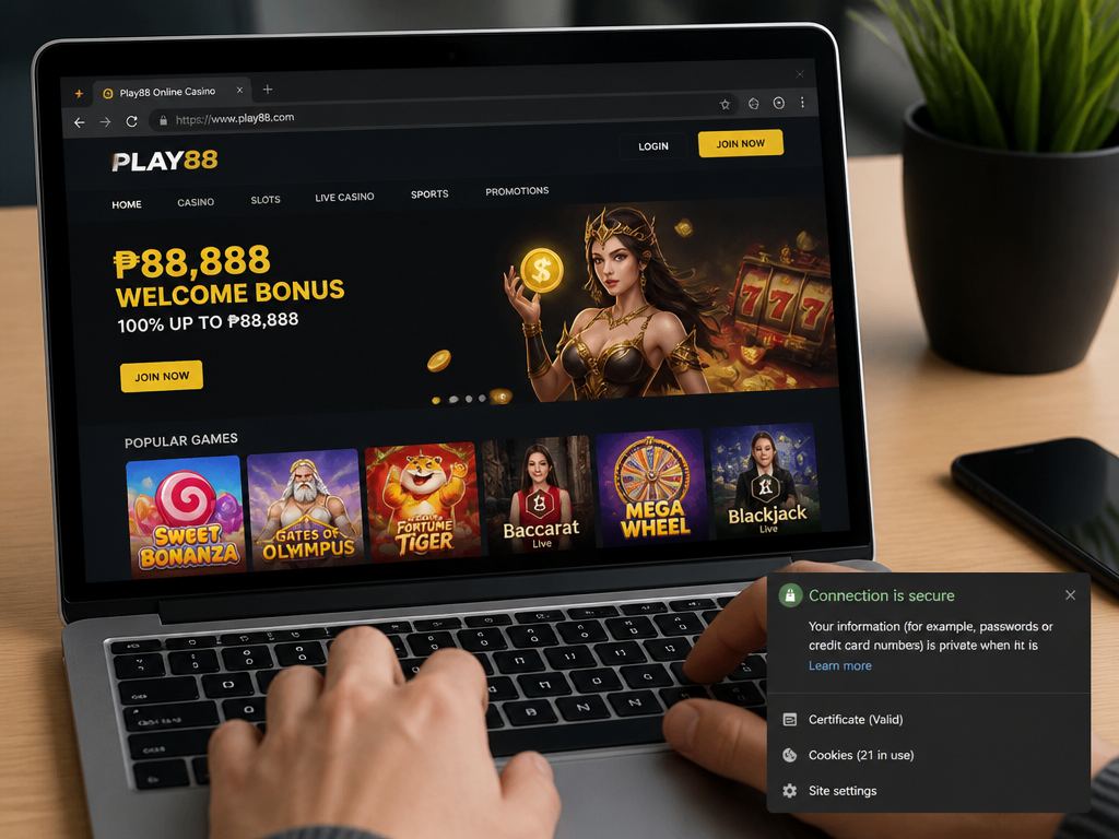 Photo-realistic image illustrating the topic of the article section "Licensing, Regulation, and Security at Play88" (about the online casino brand "play88"): Note that Play88 does not publicly display a regulatory license from bodies like PAGCOR or Curacao; discuss security measures such as SSL encryption and data protection; gap: licensing/security.