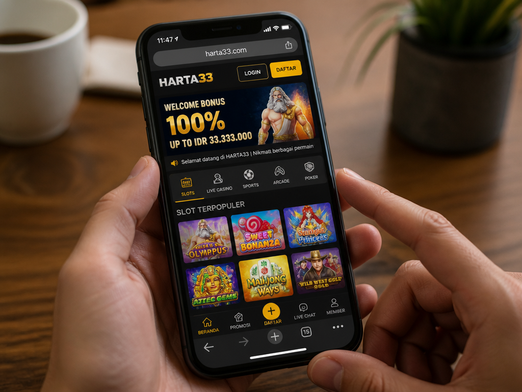 Photo-realistic image illustrating the topic of the article section "Harta33 Mobile Experience: App or Browser?" (about the online casino brand "harta33"): Evaluate mobile accessibility: dedicated app (if any) vs mobile browser experience. Address gap: 'No coverage of mobile app or browser compatibility'. Test responsiveness, ease of navigation, and game loading on mobile.