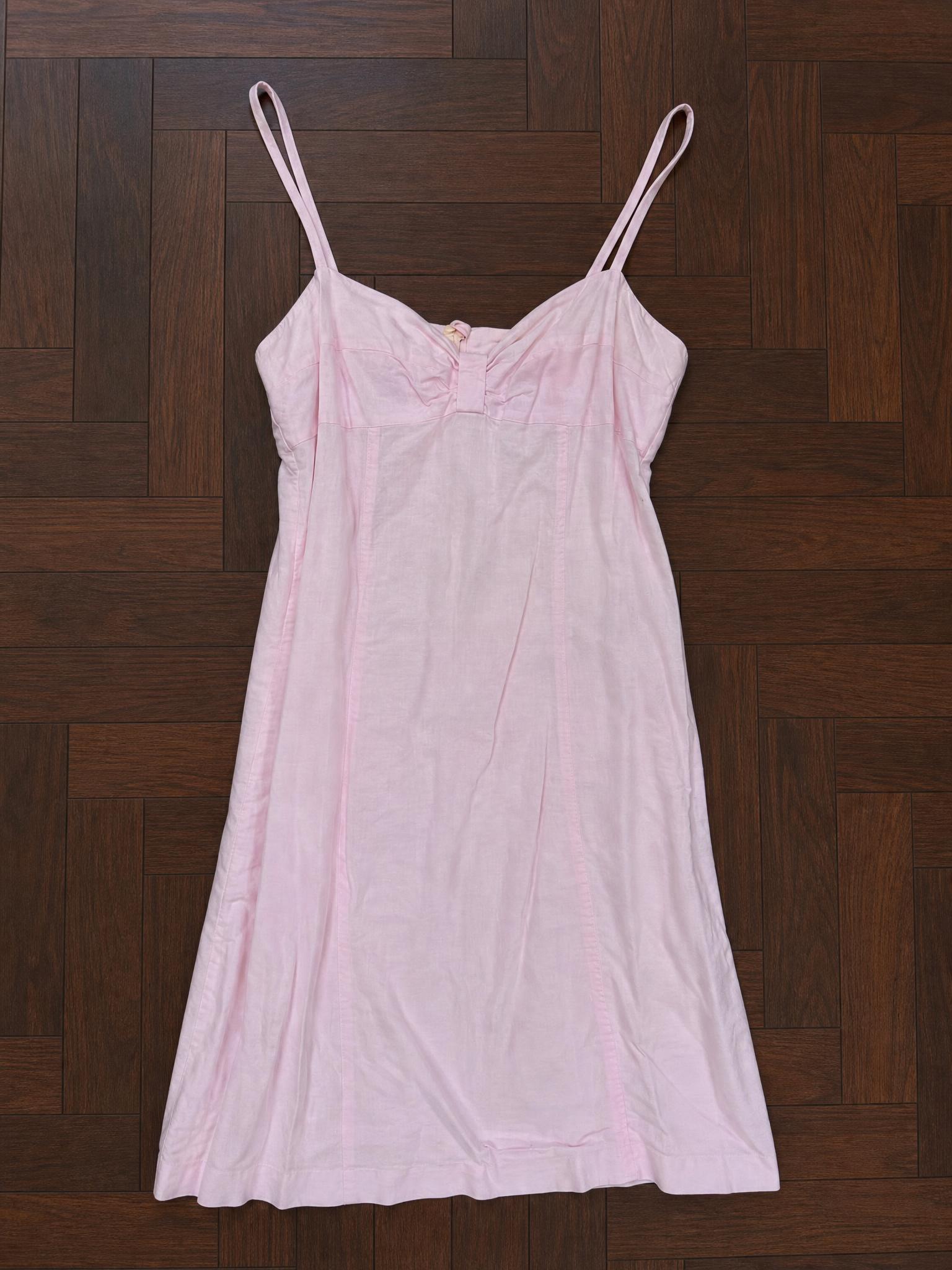 Pink Ruched Bust Mini Dress with Spaghetti Straps
