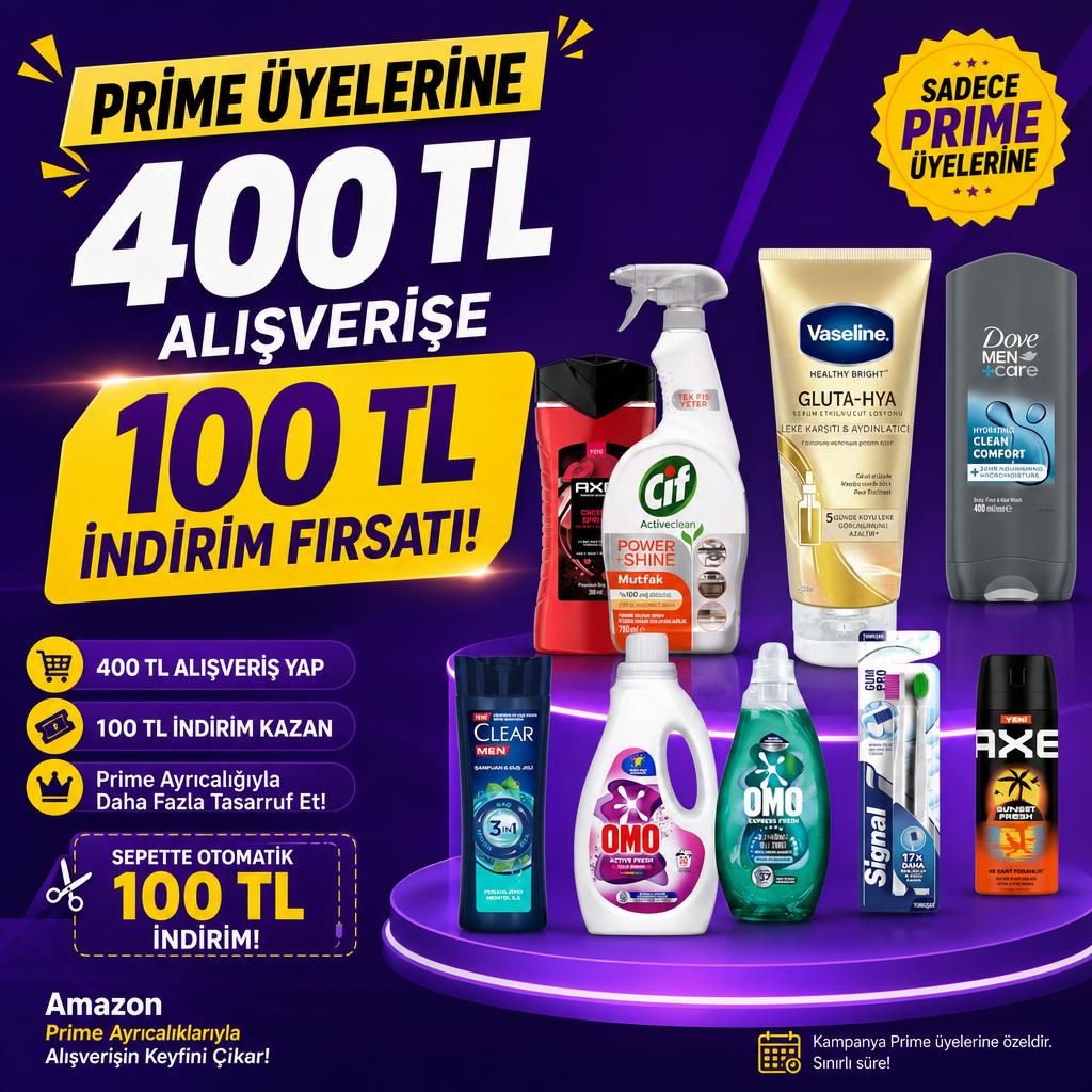 PRİME ÜYELERİNE 400 TL ALIŞVERİŞE 100 TL İNDİRİM FIRSATI!