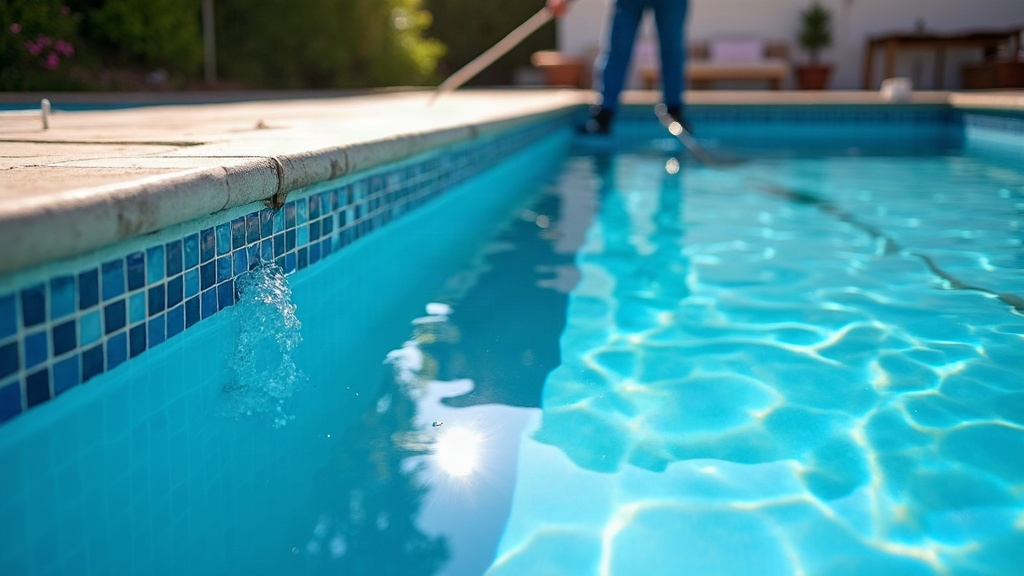 Clean maintained pool water surface