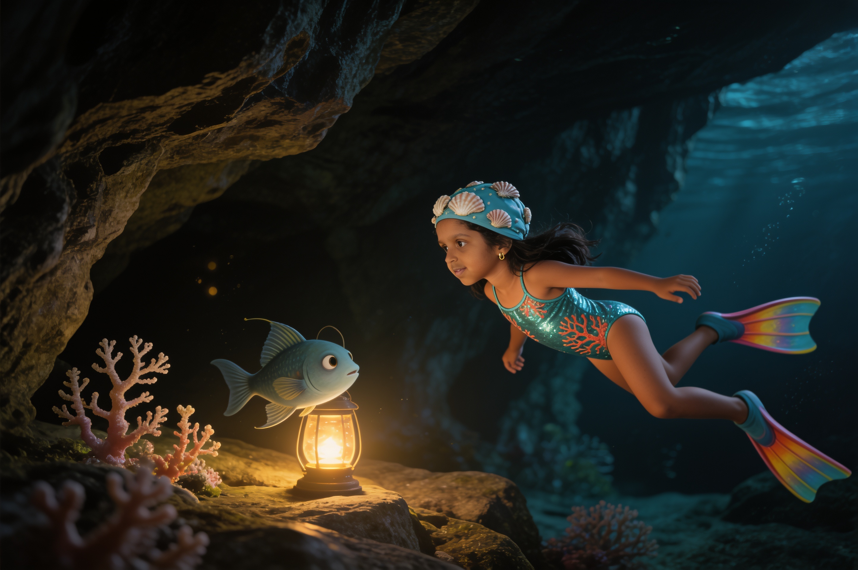 Aahana and the Deep Sea Festival of Lights — illustration for page 4